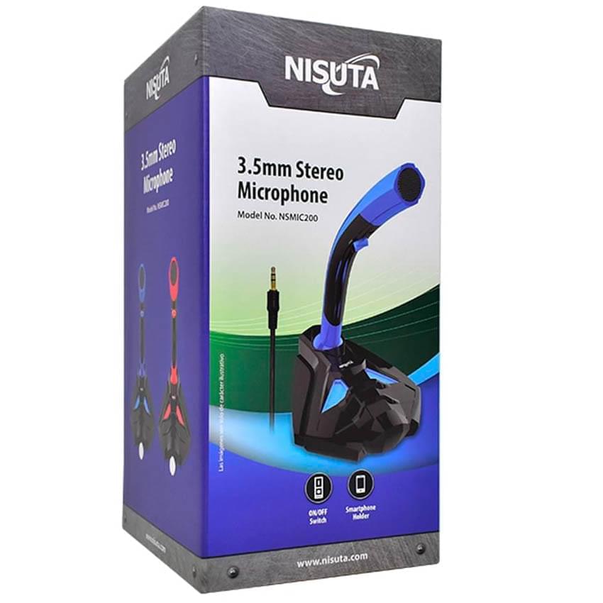 Microfono Nisuta Ns-Mic200 Rojo Plug Soporte Para Celular